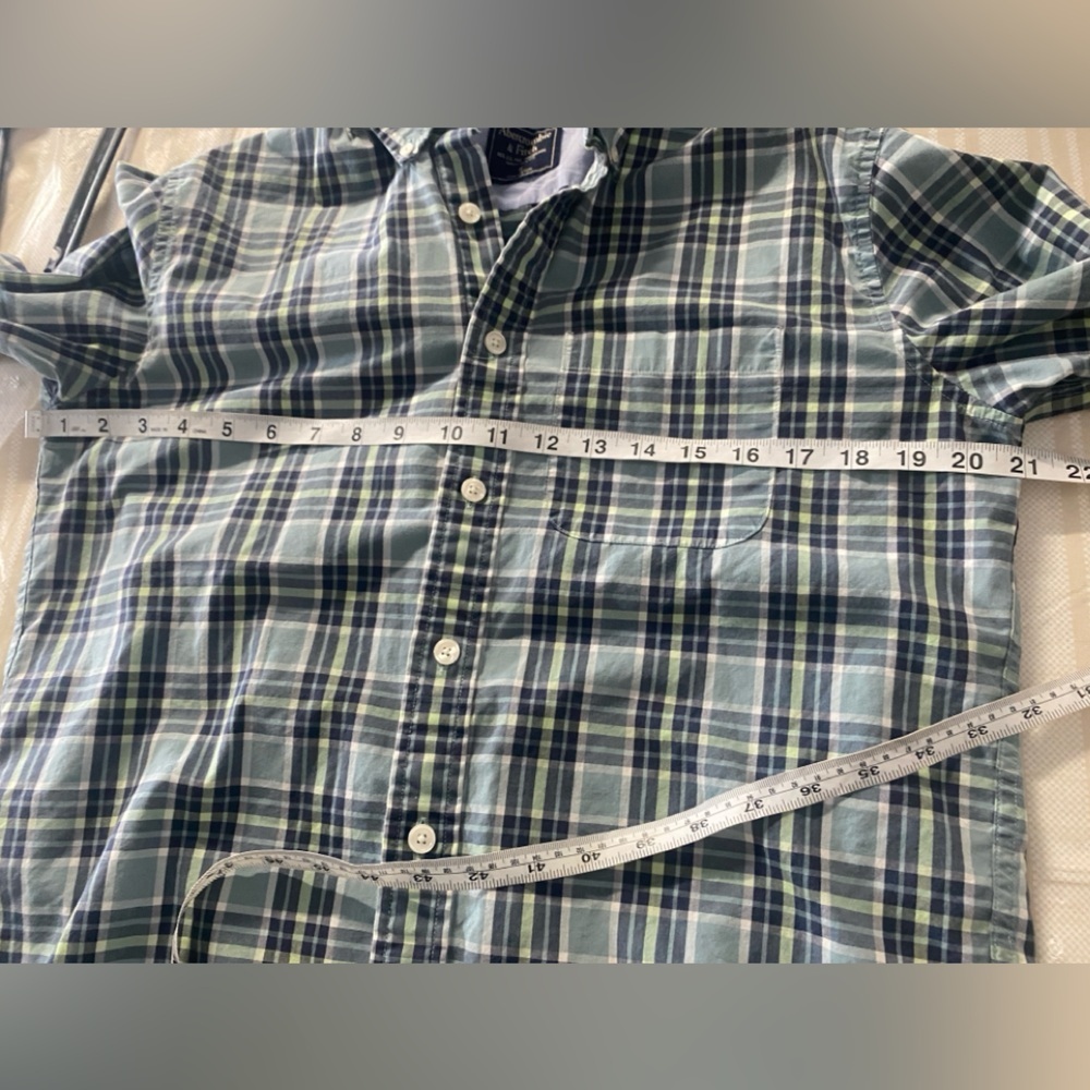 Abercrombie & Fitch Blue and Green Plaid Long Sleeve Preppy Button Up Shirt SZM - Picture 6 of 8